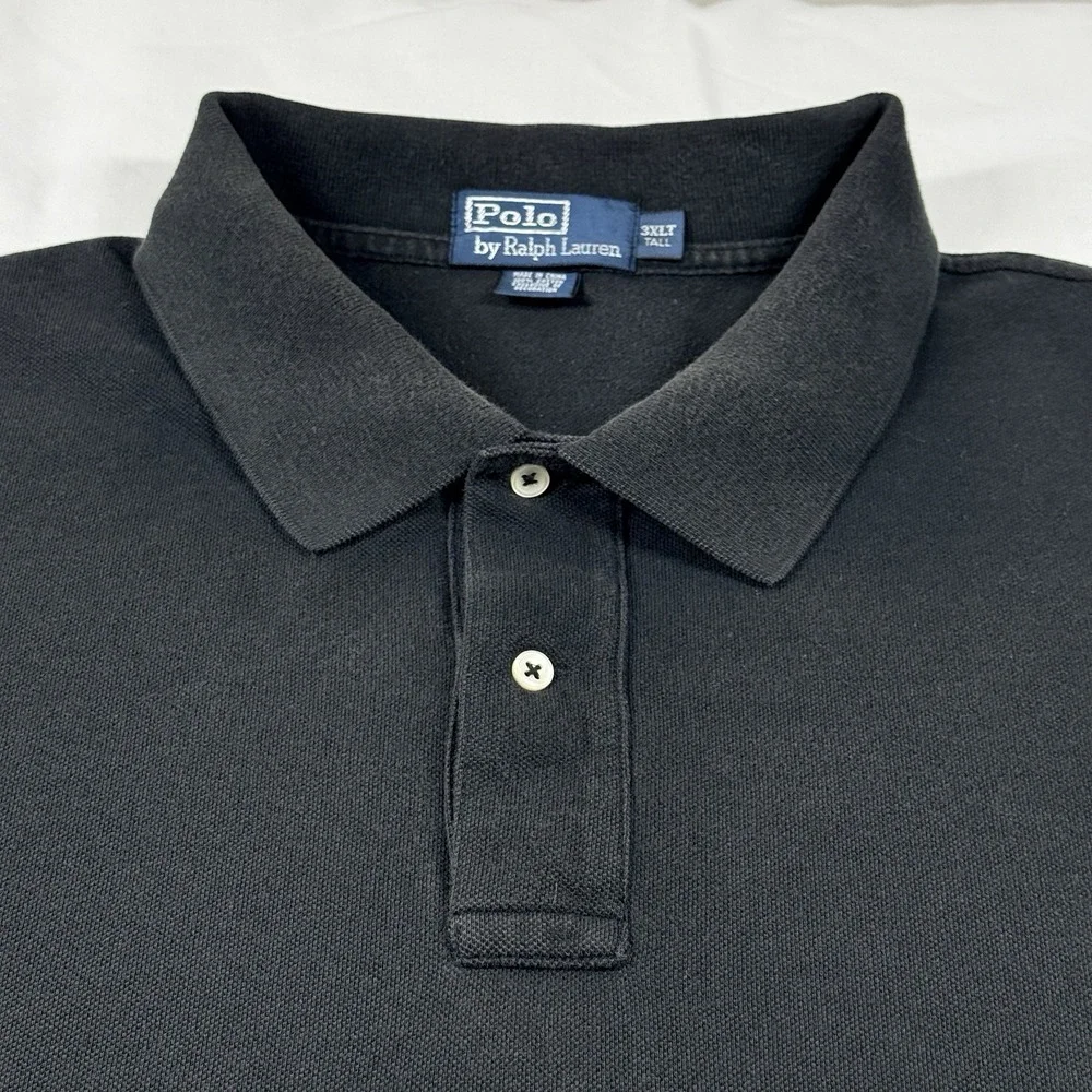 Vintage Polo Ralph Lauren Polo Shirt Mens 3XLT Black Pique Pony Golf Preppy 90s